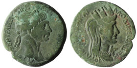 SYRIA, Seleucis and Pieria. Laodiceia ad Mare. Trajan. 98-117 AD. Æ . Year 163 (115/6 AD). Laureate bust right, slight drapery on left shoulder / Veil...