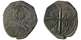 Anonymous Folles, time of Nicephorus III (ca 1078-1081) AE Follis. Class I, Constantinopolis.
Obv: Bust of Christ facing, nimbate and slightly forked...