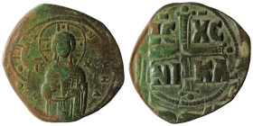 Anonymous. Time of Michael IV. Follis. 1034-1041 AD. Constantinople. (Doc-Class C). (Sear-1825). Anv.: + EMMA(NOYH)Λ Christ Antiphonetes standing faci...