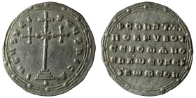 Constantine VII Porphyrogenitus, with Romanus II (913-959) Constantinople AR Miliaresion
Obv: +CONST'T' / ΠORFVROG' / CE ROMANO / EN X'ωEVSEb. / b'Rω...