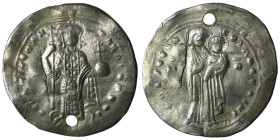 ROMANUS III, Argyrus. 1028-1034. AR Miliaresion. Constantinople mint. Struck 1030 AD. +QPARQENE COI QPOLVAINE, M Q across field, the Virgin, nimbate, ...