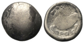 Ostkelten. Subkarpaten. Typ 'Schnabelpferd'.

 Tetradrachme (Silber).
Vs: Stilisierter Kopf des Zeus mit Lorbeerkranz rechts.
Rs: Stilisiertes Pfe...