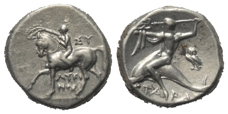 Kalabrien. Tarent.

 Didrachme oder Nomos (Silber). Ca. 272 - 240 v. Chr.
Vs:...