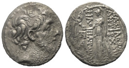 Seleukidisches Königreich. Antiochos IX. Eusebes (114 - 95 v. Chr.).

 Tetradrachme (Silber). Ca. 113 / 112 v. Chr. Antiocheia am Orontes.
Vs: Kopf...