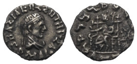 Griechische Könige in Baktrien. Hermaios (ca. 105 - 90 v. Chr.).

 Drachme (Silber). Ca. 80 - 70 v. Chr. Ungesicherte Münzstätte in Paropamisadai.
...
