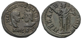 Thrakien. Mesembria. Philippus II. (247 - 249 n. Chr.) und Serapis.

 Bronze.
Vs: Drapierte Büsten des Philippus II. mit Panzer und des Sarapis mit...