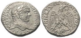 Koile-Syrien. Heliopolis. Caracalla (198 - 217 n. Chr.).

 Tetradrachme (Billon). Ca. 215 - 217 n. Chr.
Vs: Büste des Caracalla mit Lorbeerkranz re...
