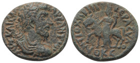 Dekapolis. Antiochia ad Hippum. Marcus Aurelius (161 - 180 n. Chr.).

 Bronze. 161 - 169 n. Chr.
Vs: Büste des Marcus Aurelius mit Lorbeerkranz, Pa...