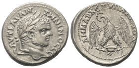 Phönikien. Berytos. Caracalla (197 - 217 n. Chr.).

 Tetradrachme (Billon). Ca. 215 - 217 n. Chr.
Vs: Kopf des Caracalla mit Lorbeerkranz rechts.
...