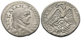 Phönikien. Sidon. Caracalla (197 - 217 n. Chr.).

 Tetradrachme (Billon). Ca. 215 - 217 n. Chr.
Vs: Büste des Caracalla mit Lorbeerkranz rechts.
R...