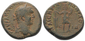 Judäa. Caesarea Panias. Caracalla (197 - 217 n. Chr.).

 Bronze. 211 n. Chr. (Jahr 214).
Vs: Büste des Caracalla mit Lorbeerkranz rechts.
Rs: Tych...