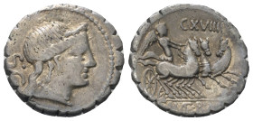 C. Naevius Balbus.

 Denar (Silber). 79 v. Chr. Rom.
Vs: Kopf der Venus mit Diadem rechts, dahinter S C; im Feld rechts Kontrollzeichen.
Rs: C NAE...