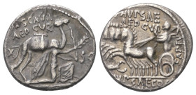 M. Scaurus und P. Hypsaeus.

 Denar (Silber). 58 v. Chr. Rom.
Vs: M SCAVR / AED CVR / EX - S C / REX ARETAS. König Aretas mit Ölzweig nach rechts k...