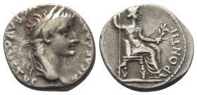 Tiberius (14 - 37 n. Chr.).

 Denar (Silber). 18 - 35 n. Chr. Rom.
Vs: TI CAESAR DIVI AVG F AVGVSTVS. Kopf mit Lorbeerkranz rechts.
Rs: PONTIF MAX...