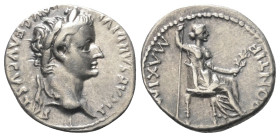 Tiberius (14 - 37 n. Chr.).

 Denar (Silber). 18 - 35 n. Chr. Rom.
Vs: TI CAESAR DIVI AVG F AVGVSTVS. Kopf mit Lorbeerkranz rechts.
Rs: PONTIF MAX...