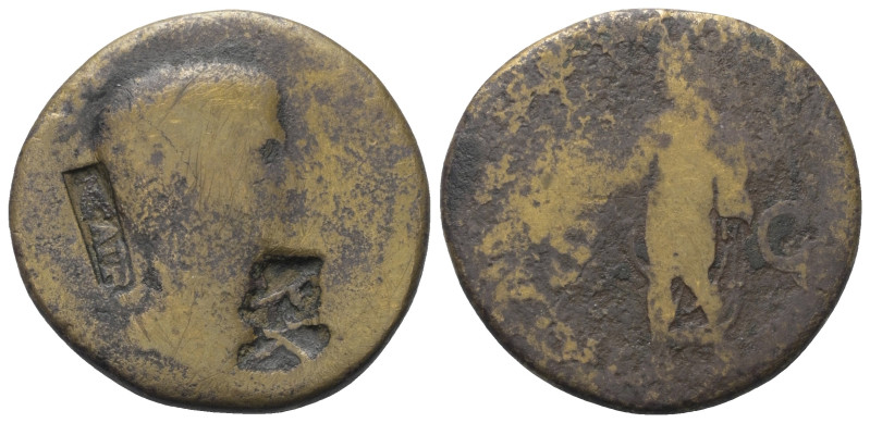 Antonia.

 Dupondius (Messing).
Vs: Büste rechts. Zwei Gegenstempel: NCAPR un...