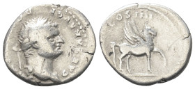 Domitianus (81 - 96 n. Chr.).

 Denar (Silber). 76 n. Chr. (unter Vespasian). Rom.
Vs: CAESAR AVG F DOMITIANVS. Kopf mit Lorbeerkranz rechts.
Rs: ...