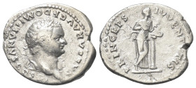 Domitianus (81 - 96 n. Chr.).

 Denar (Silber). 79 n. Chr. (unter Vespasianus). Rom.
Vs: CAESAR AVG F DOMITIANVS COS VI. Kopf mit Lorbeerkranz rech...