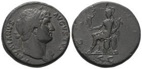 Hadrianus (117 - 138 n. Chr.).

 Sesterz (Bronze). 125 - 128 n. Chr. Rom.
Vs: HADRIANVS AVGVSTVS. Büste mit Lorbeerkranz und Drapierung rechts.
Rs...