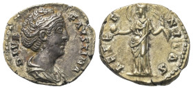 Faustina I. (gest. 141 n. Chr.). Diva Faustina I.

 Denar (Silber). Nach 141 n. Chr. Rom.
Vs: DIVA FAVSTINA. Drapierte Büste rechts.
Rs: AETERNITA...
