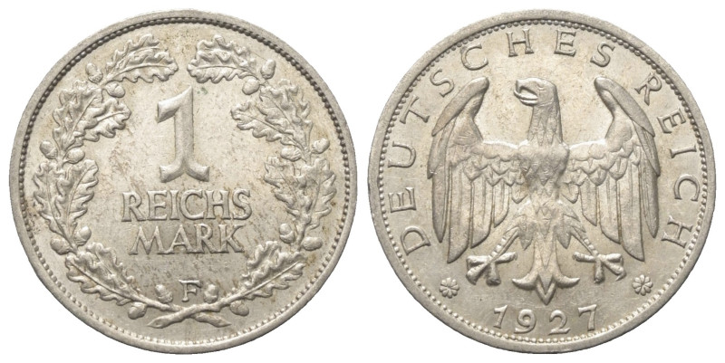 Weimarer Republik.

1 Reichsmark (Silber). 1927 F. Stuttgart.
Vs: Wertangabe ...