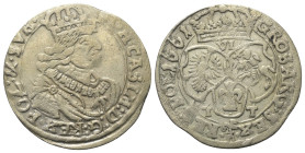 Polen. Königreich. Johann II. Kasimir (1649-1668).

 Sechsgröscher (Szostak, Silber). 1661 TT. Bydgoszcz.
Vs: Bekrönte Büste rechts.
Rs: Wappen, N...