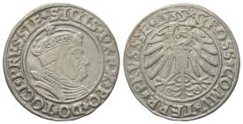 Polen. Westpreussen. Sigismund I. Stary (1506 - 1548).

 Groschen (Silber). 1533.
Vs: Gekrönte Büste im Harnisch rechts.
Rs: Preußischer Adler mit...