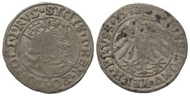 Polen. Westpreussen. Sigismund I. Stary (1506 - 1548).

 Groschen (Silber). 1534.
Vs: Gekrönte Büste im Harnisch rechts.
Rs: Preußischer Adler mit...