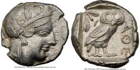 ATTICA. Athens. Ca. 440-404 BC. AR tetradrachm (24mm, 17.10 gm, 6h). NGC Choice AU 5/5 - 4/5. Mid-mass coinage issue. Head of Athena right, wearing ea...