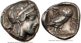 ATTICA. Athens. Ca. 440-404 BC. AR tetradrachm (24mm, 17.15 gm, 10h). NGC Choice XF 4/5 - 4/5. Mid-mass coinage issue. Head of Athena right, wearing e...