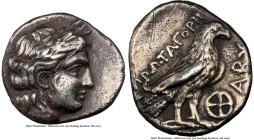 TROAS. Abydus. Ca. 4th century BC. AR hemidrachm (15mm, 3.43 gm, 10h). NGC XF 5/5 - 3/5, light marks. Protagoras, magistrate. Laureate head of Apollo ...