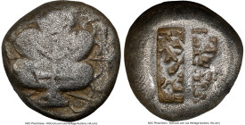 CARIAN ISLANDS. Rhodes. Camirus. Ca. 500-460 BC. AR stater (18mm, 11.76 gm). NGC VF 4/5 - 2/5, light scuff. Fig leaf / Two incuse rectangles with irre...