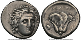 CARIAN ISLANDS. Rhodes. Ca. 305-275 BC. AR didrachm (19mm, 12h). NGC Choice VF. Rhodian standard. Head of Helios facing, turned slightly right, hair p...