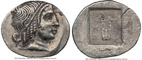 LYCIAN LEAGUE. Masicytes. Ca. 48-20 BC. AR hemidrachm (16mm, 1.64 gm, 12h). NGC Choice XF 4/5 - 2/5. Series 4. Head of Apollo right, wearing taenia / ...