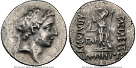 CAPPADOCIAN KINGDOM. Ariarathes VII Philometor (116-101 BC). AR drachm (17mm, 12h). NGC XF. Eusebeia under Mount Argaeus, dated Year 1 (116/5 BC). Dia...