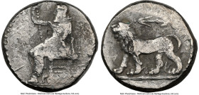 SELEUCID KINGDOM. Seleucus I Nicator, as Satrap (312-281 BC). AR stater (21mm, 11.04 gm, 6h). NGC Fine 2/5 - 2/5, overstruck, edge marks. Babylon II, ...