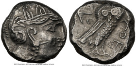 MESOPOTAMIA. Ca. late 4th century BC. AR tetradrachm (21mm, 16.82 gm, 10h). NGC AU 4/5 - 3/5. Imitating Athens. Head of Athena right, wearing button e...