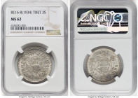 Tibet. Theocracy 3 Srang BE 16-8 (1934) MS62 NGC, Tapchi mint, KM-Y25, L&M-659. HID09801242017 © 2024 Heritage Auctions | All Rights Reserved