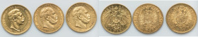 Prussia 3-Piece Lot of Uncertified gold 10 Marks, 1) Wilhelm I 10 Mark 1873-A - XF (Cleaned), KM502. 19.6mm. 3.94gm 2) Wilhelm I 10 Mark 1879-A - XF, ...