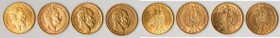 Prussia 4-Piece Lot of Uncertified gold 20 Mark Issues, 1) Wilhelm I 20 Mark 1873-B - XF (Cleaned), Hannover mint, KM501. 22.4mm. 7.87gm 2) Wilhelm I ...