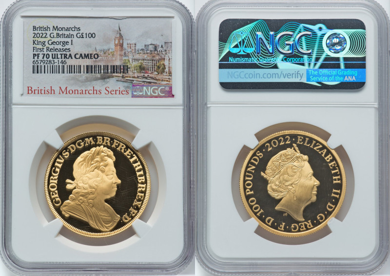 Elizabeth II gold Proof "King George I" 100 Pounds (1 oz) 2022 PR70 Ultra Cameo ...
