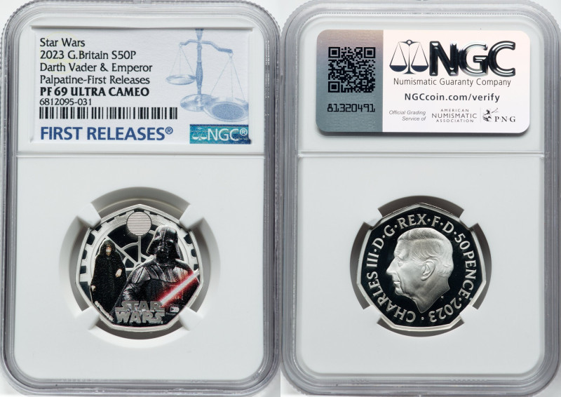 Charles III silver Colorized Proof "Darth Vader & Emperor Palpatine" 50 Pence 20...