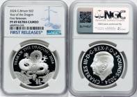 Charles III silver Proof "Year of the Dragon" 2 Pounds (1 oz) 2024 PR69 Ultra Cameo NGC, Mintage: 5,008. Lunar Series. First Releases. HID09801242017 ...