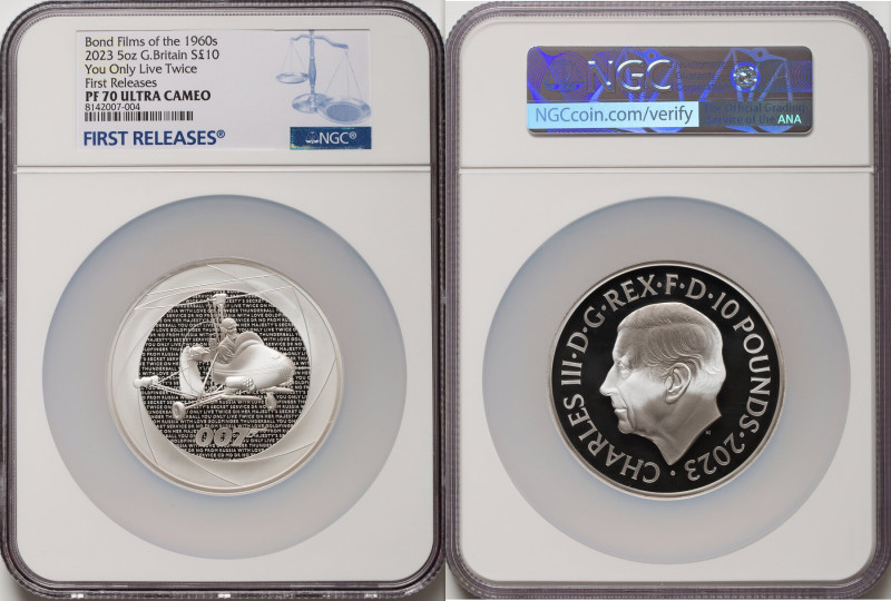Charles III silver Proof "You Only Live Twice" 10 Pounds (5 oz) 2023 PR70 Ultra ...