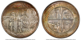 Pair of Certified Assorted Issues, 1) Iceland: Republic "First Settlement 1100th Anniversary" 1000 Kronur 1974 - MS68 PCGS, Royal mint, KM21 2) France...