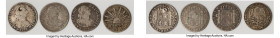 4-Piece Lot of Uncertified Assorted 4 Reales, 1) Bolivia: Charles III 4 Reales 1775 PTS-JR - VF (Holed, Scratched), Potosi mint, KM54. 34.0mm. 12.85gm...