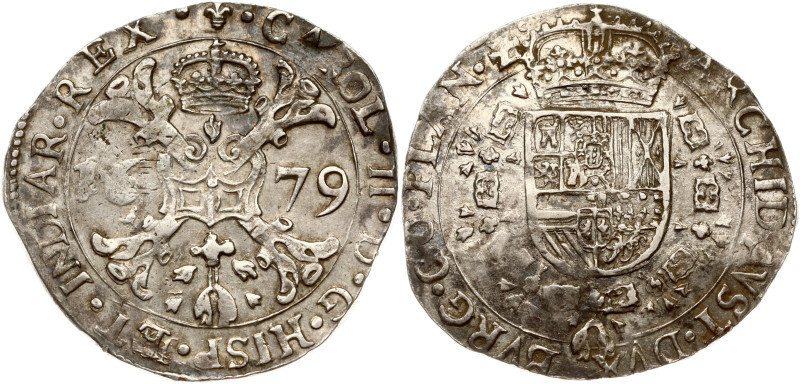 Spanish Netherlands, Flanders. Charles II (1665-1700). 1/2 Patagon 1679. Silver ...