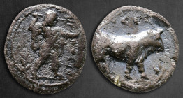 Lucania. Poseidonia circa 410-350 BC. Diobol AR