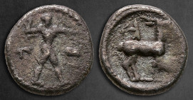 Bruttium. Kaulonia circa 475-425 BC. 1/6 Nomos AR