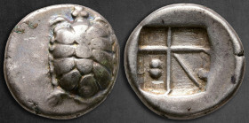 Islands off Attica. Aegina circa 350-338 BC. Drachm AR